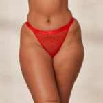 Driehoekstring van mesh met liefdeshart vrouwen rood Lounge ondergoed 008ZJ312
