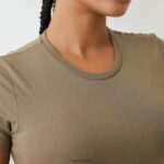 essentieel getailleerd T-shirt met korte mouwen vrouwen olijf Lounge kleding 008ZJ832 - Image 5
