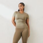essentieel getailleerd T-shirt met korte mouwen vrouwen olijf Lounge kleding 008ZJ832 - Image 6