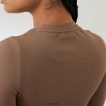 essentiële geribbelde top met lange mouwen vrouwen koffie Lounge kleding 008ZJ843 - Image 4