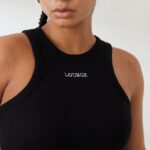 essentiële geribbelde top met racerback vrouwen zwart Lounge kleding 008ZJ839 - Image 3
