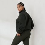 essentiële oversized trui met kwartrits vrouwen dennengroen Lounge kleding 008ZJ883 - Image 2