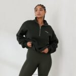 essentiële oversized trui met kwartrits vrouwen dennengroen Lounge kleding 008ZJ883