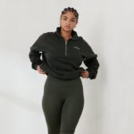 essentiële oversized trui met kwartrits vrouwen dennengroen Lounge kleding 008ZJ883 - Image 6