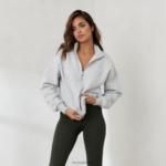 essentiële oversized trui met kwartrits vrouwen vorst melange Lounge kleding 008ZJ887