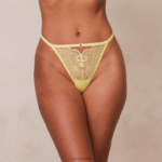 G-string met opengewerkte kanten bandjes met kijkgaatje vrouwen citroen Lounge ondergoed 008ZJ732