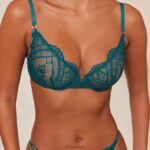 gecharmeerde balconette bh & string/slip set vrouwen turkoois Lounge ondergoed 008ZJ7 - Image 12