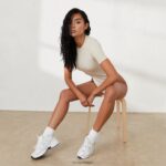 geribbeld t-shirt bodysuit x jess hunt vrouwen bot Lounge kleding 008ZJ809