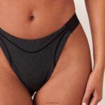 geribbelde, bewuste slip vrouwen zwart Lounge ondergoed 008ZJ454 - Image 3