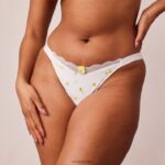 geribbelde driehoekige slip met bloemenmotief vrouwen wit Lounge ondergoed 008ZJ574