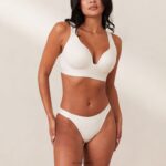 geribbelde mindful bh & string/slip set vrouwen wit Lounge ondergoed 008ZJ169 - Image 11