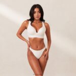 geribbelde mindful bh & string/slip set vrouwen wit Lounge ondergoed 008ZJ169 - Image 5