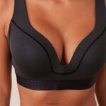 geribbelde mindful bh & string/slip set vrouwen zwart Lounge ondergoed 008ZJ165 - Image 4