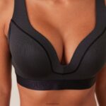 geribbelde mindful bh & string/slip set vrouwen zwart Lounge ondergoed 008ZJ165 - Image 8
