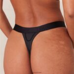geribbelde mindful bh & string/slip set vrouwen zwart Lounge ondergoed 008ZJ165 - Image 10
