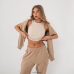 geribbelde racerbacktop x jess hunt vrouwen bot Lounge kleding 008ZJ796