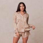 gestreept satijnen pyjamashirt vrouwen nerts Lounge kleding 008ZJ923 - Image 5
