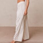 gestreepte satijnen pyjamabroek vrouwen parel Lounge kleding 008ZJ939 - Image 4