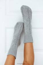 gezellige gebreide sokken vrouwen grijs Lounge kleding 008ZJ935