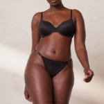 gladde klassieke T-shirt bh & string/slip set vrouwen zwart Lounge ondergoed 008ZJ135