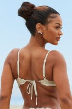 Hawaiiaanse getextureerde bikinitop vrouwen olijf Lounge badkleding 008ZJ994 - Image 2