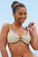 Hawaiiaanse getextureerde bikinitop vrouwen olijf Lounge badkleding 008ZJ994