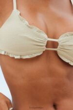 Hawaiiaanse getextureerde bikinitop vrouwen olijf Lounge badkleding 008ZJ994 - Image 4