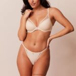 klassieke set met diepuitgesneden T-shirt-bh en string/slip vrouwen latte Lounge ondergoed 008ZJ114 - Image 9