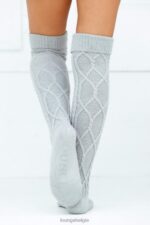 kniehoge gezellige gebreide sokken vrouwen grijs Lounge kleding 008ZJ915 - Image 2