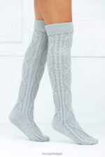 kniehoge gezellige gebreide sokken vrouwen grijs Lounge kleding 008ZJ915 - Image 5