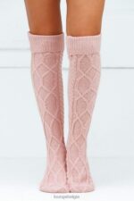 kniehoge gezellige gebreide sokken vrouwen roze Lounge kleding 008ZJ963 - Image 3