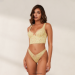 lieve lange bh- en g-stringset vrouwen citroen bloemen Lounge ondergoed 008ZJ139