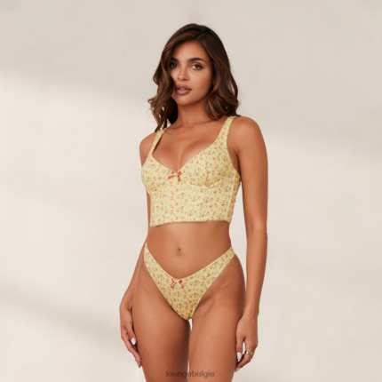 lieve lange bh- en g-stringset vrouwen citroen bloemen Lounge ondergoed 008ZJ139