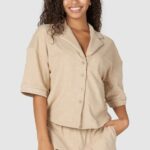 luxe pyjamashirt met reliëf vrouwen nerts Lounge kleding 008ZJ955