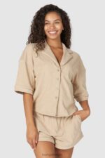 luxe pyjamashirt met reliëf vrouwen nerts Lounge kleding 008ZJ955