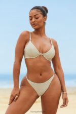 New Yorkse bikinislip met textuur vrouwen olijf Lounge badkleding 008ZJ979 - Image 4