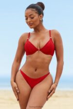 New Yorkse bikinislip met textuur vrouwen rood Lounge badkleding 008ZJ981 - Image 4
