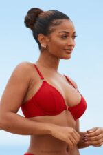 New Yorkse bikinitop met textuur vrouwen rood Lounge badkleding 008ZJ980 - Image 3