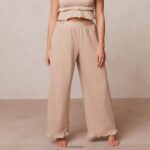 pyjamabroek met ruches vrouwen nerts Lounge kleding 008ZJ936