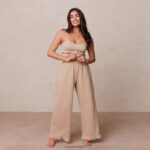 pyjamabroek met ruches vrouwen nerts Lounge kleding 008ZJ936 - Image 3