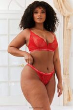 royal balconnet bh & string set vrouwen rood Lounge ondergoed 008ZJ65 - Image 3