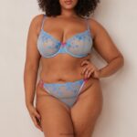 Set met bloemengeborduurde balconnetbeha en string/slip vrouwen blauw Lounge ondergoed 008ZJ94 - Image 23