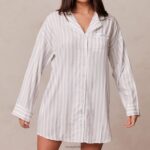 Set met oversized pyjamashirt en slip met krijtstreep vrouwen vorst Lounge kleding 008ZJ945 - Image 3