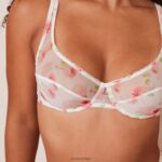 Set van balconnetbeha en string met bloemenmesh vrouwen wit Lounge ondergoed 008ZJ27 - Image 4