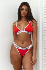 Set van bamboe triangelbeha en string/slip vrouwen rood Lounge ondergoed 008ZJ194 - Image 16