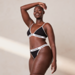 Set van bamboe triangelbeha en string/slip vrouwen zwart Lounge ondergoed 008ZJ195 - Image 2