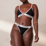 Set van bamboe triangelbeha en string/slip vrouwen zwart Lounge ondergoed 008ZJ195 - Image 12