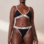 Set van bamboe triangelbeha en string/slip vrouwen zwart Lounge ondergoed 008ZJ195 - Image 6