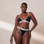 Set van bamboe triangelbeha en string/slip vrouwen zwart Lounge ondergoed 008ZJ195 - Image 10