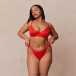 Set van geribbelde balconette-bh en string/slip vrouwen rood Lounge ondergoed 008ZJ131 - Image 12